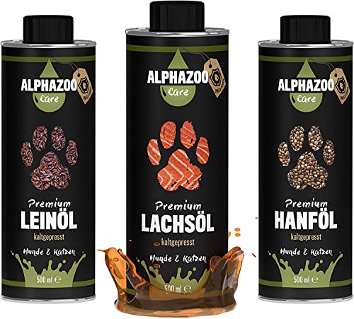 alphazoo Barf-Trio, Lachsöl, Leinöl & Hanföl für Hunde